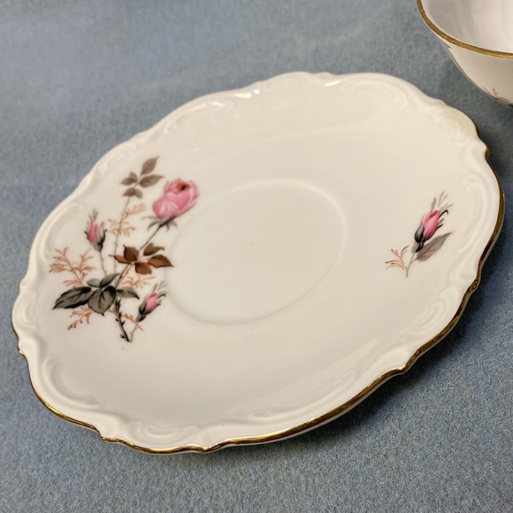 Pink Rose Mitterteich Bavaria Germany Footed Coffee Cup and Saucer - Picture 11 of 15